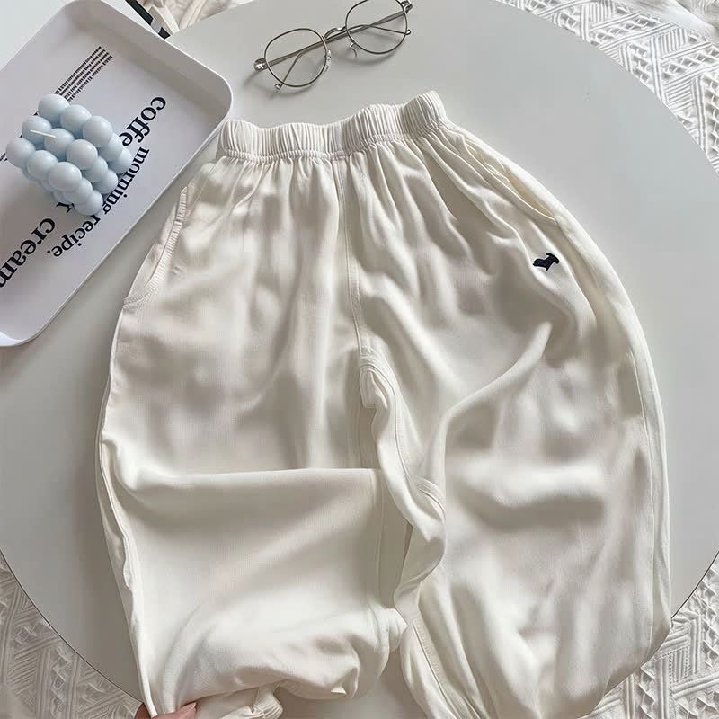 Pantaloni da bambina a quadretti/tinta unita con bordo in pizzo - Beige - 8-9T - image 2