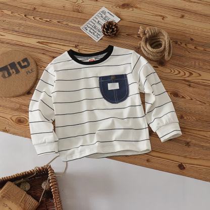 T-shirt a maniche lunghe in denim con taschino per bambino piccolo - Bianco - 5 anni - image 4