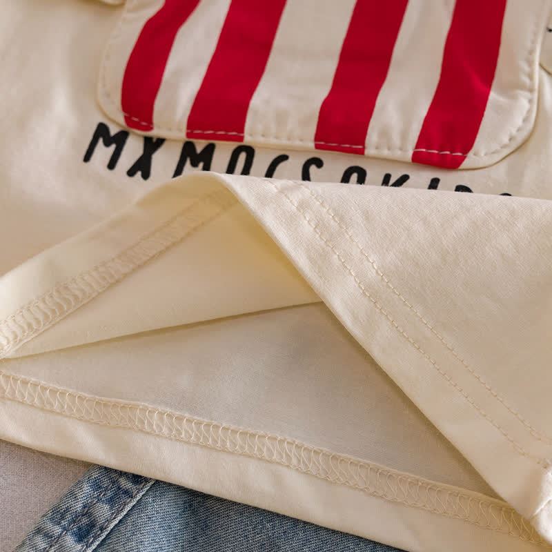 Maglietta beige per bambini con stampa di cibo e animali. - image 10