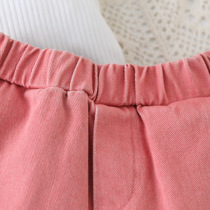 Completo da bambina composto da top senza maniche a coste e pantaloncini, due pezzi. - image 7
