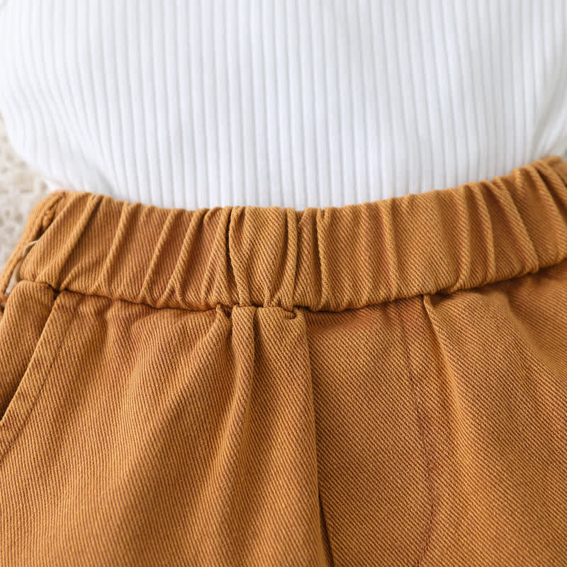Completo da bambina composto da top senza maniche a coste e pantaloncini, due pezzi. - image 6