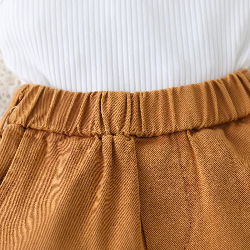 Completo da bambina composto da top senza maniche a coste e pantaloncini, due pezzi. - image 6