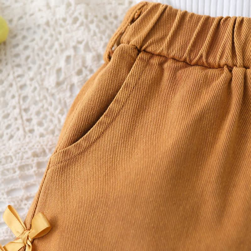Completo da bambina composto da top senza maniche a coste e pantaloncini, due pezzi. - image 8