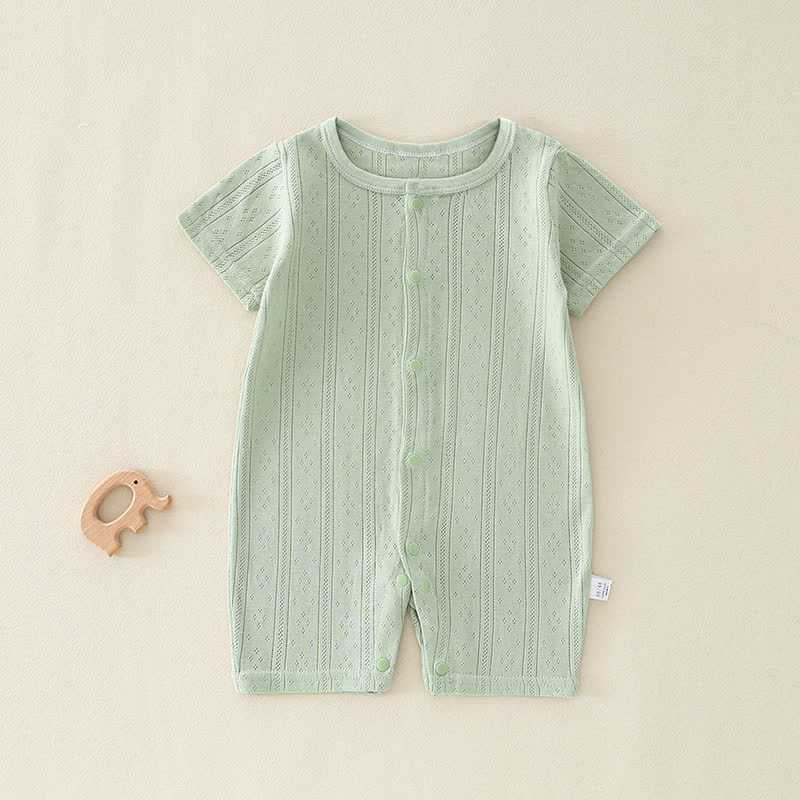 Tutina pigiama per neonato a maniche corte, tinta unita, con chiusura a bottoni automatici. - Verde scuro - 12-18 mesi - image 8
