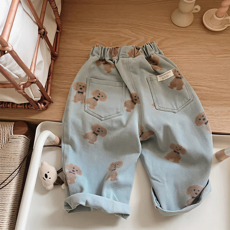 Pantaloni in denim con stampa di cuccioli per neonati - image 2