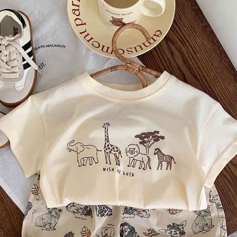 WISH ME LUCK Completo per neonati e bambini con top e pantaloncini a tema animali - image 4