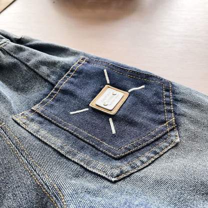 Completo per neonato/a con stampa bassotto, composto da felpa con colletto a strati e pantaloni in denim. - image 14