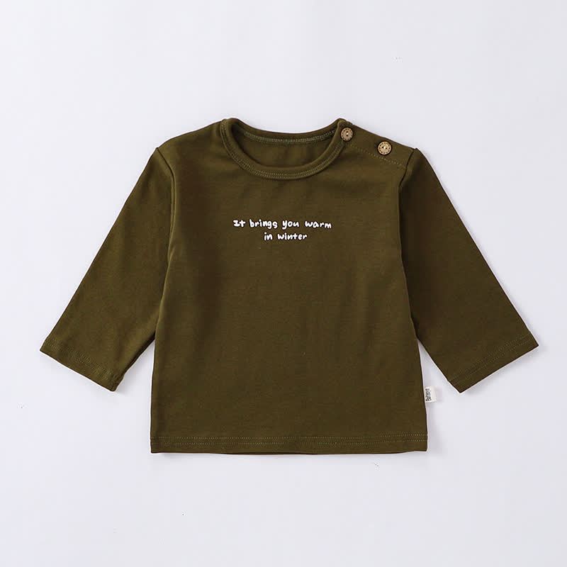 Maglietta a maniche lunghe con bottoni e spalle morbide per neonati e bambini piccoli - Slogan Verde - 2-3T - image 4