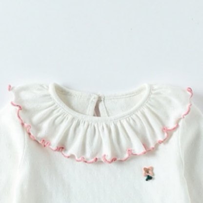 Maglietta a maniche lunghe con colletto a balze e fiori per bambina - image 7