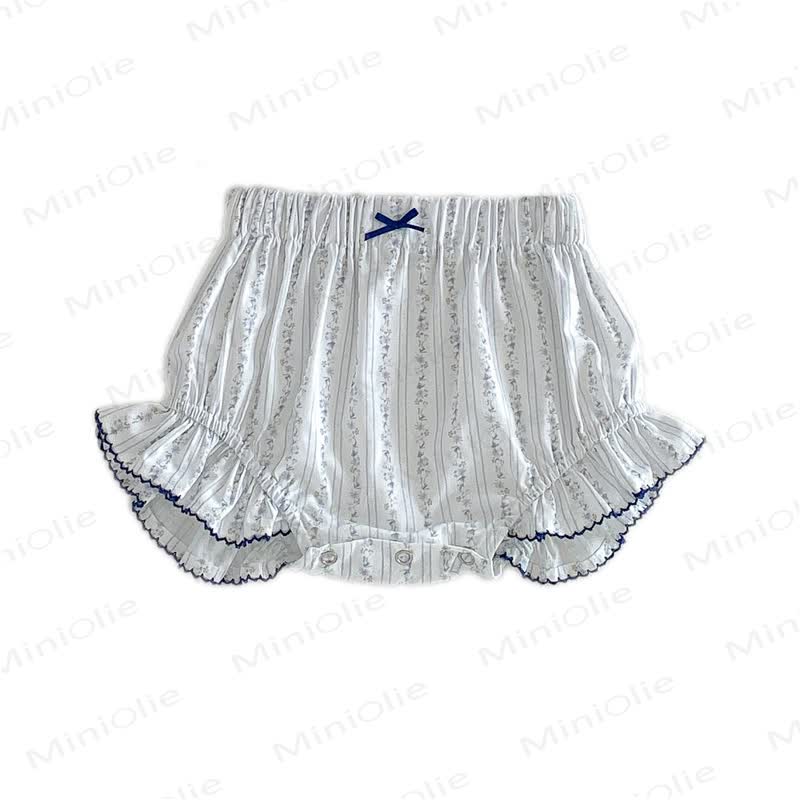 Pantaloncini in cotone a strati con fiocco e volant per bambina - Blu - 18-24 mesi - image 7