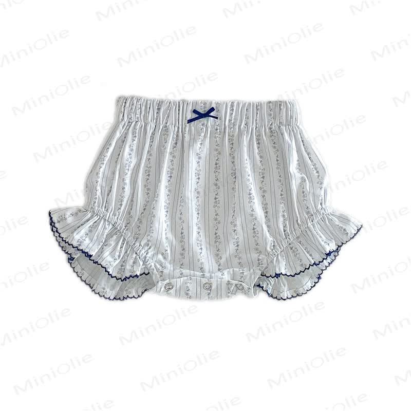 Pantaloncini in cotone a strati con fiocco e volant per bambina - Blu - 18-24 mesi - image 7