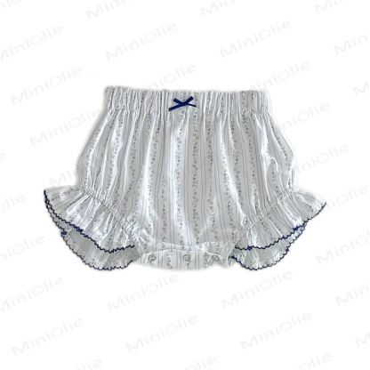 Pantaloncini in cotone a strati con fiocco e volant per bambina - Blu - 18-24 mesi - image 7