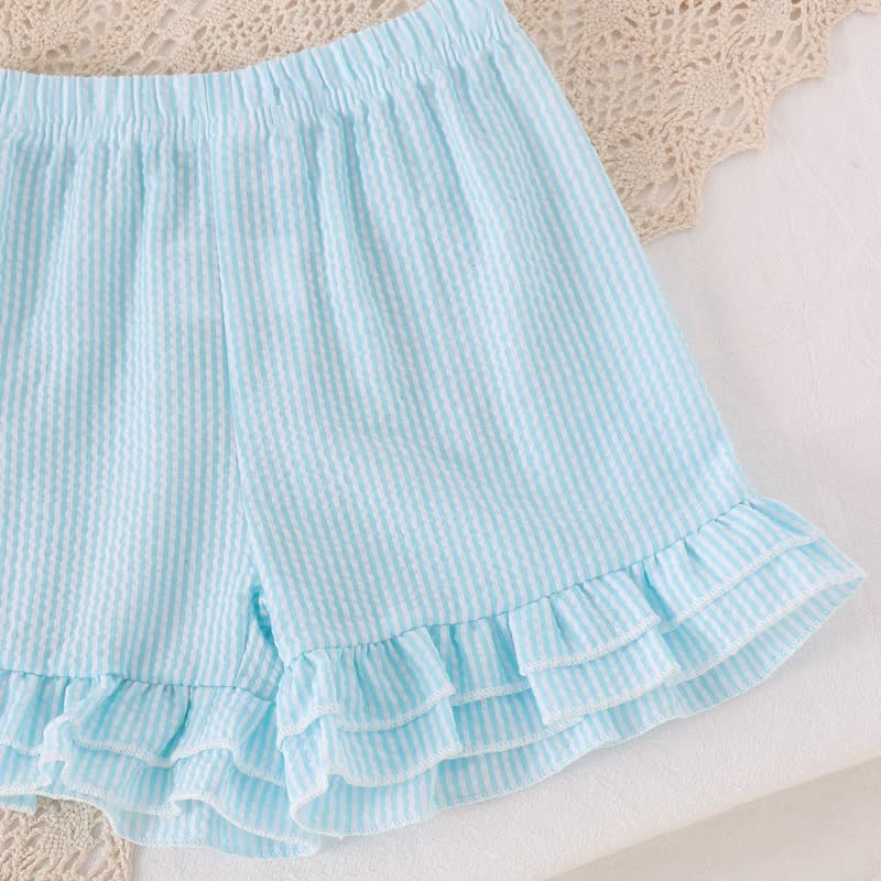 Completo da bambina composto da top a matita con applicazioni e pantaloncini, due pezzi. - image 10