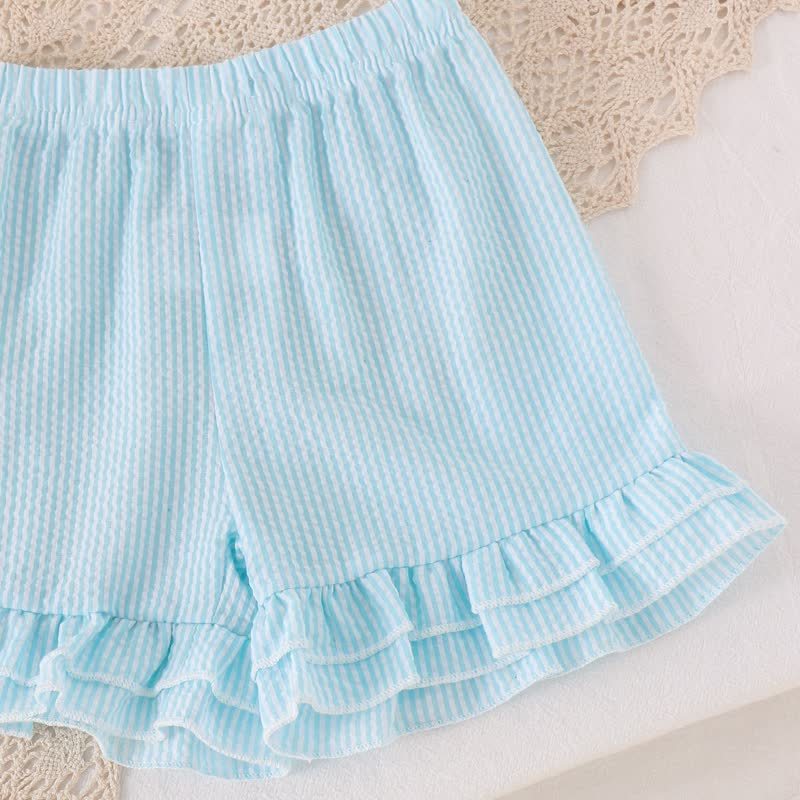Completo da bambina composto da top a matita con applicazioni e pantaloncini, due pezzi. - image 10