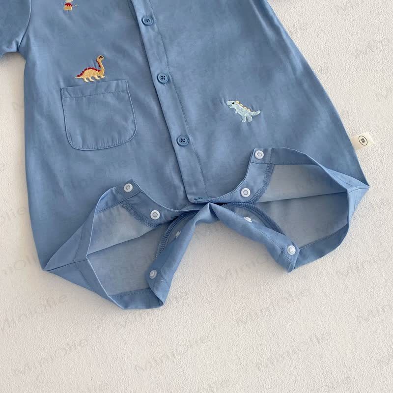 Tutina con colletto polo e ricamo di dinosauro per neonati - image 10