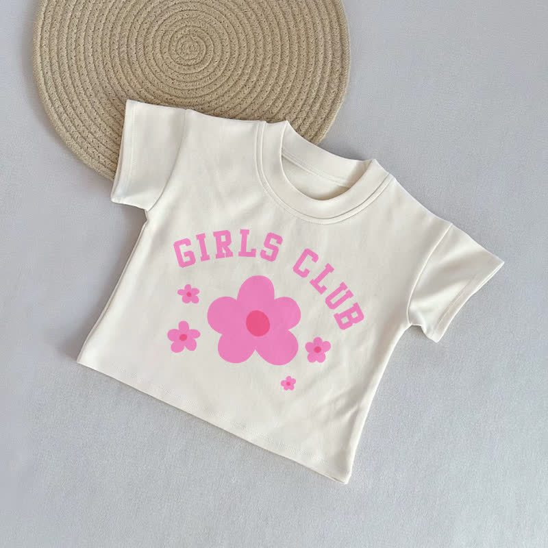 T-shirt casual beige con fiori da bambina del Girls Club - Beige - 2-3T - image 1