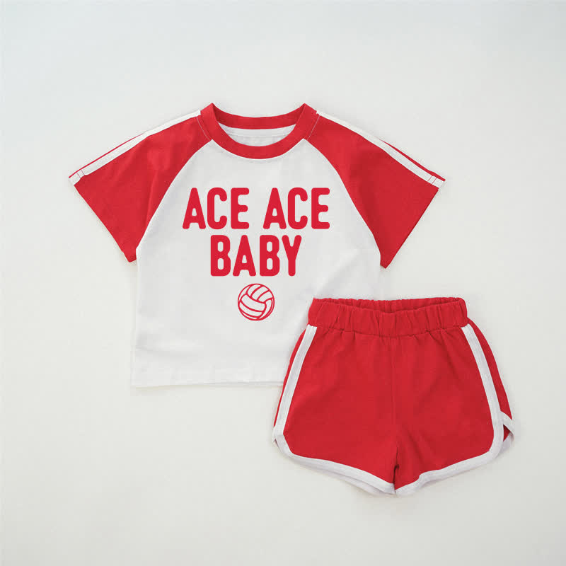 Completo da pallavolo per neonati ACE ACE BABY con maglietta rossa e pantaloncini. - Rosso - 2-3T - image 1