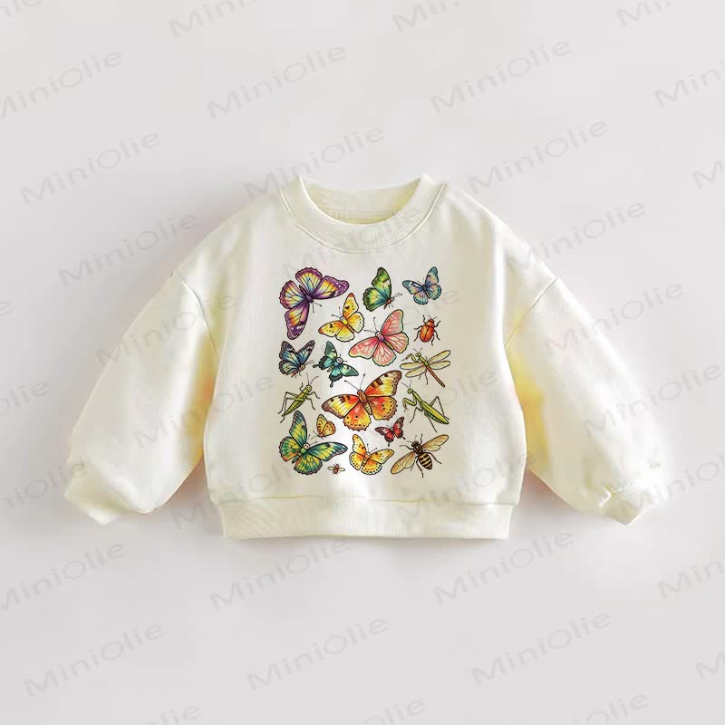 Felpa con farfalle per neonati e bambini piccoli - Crema - 3-5T - image 1