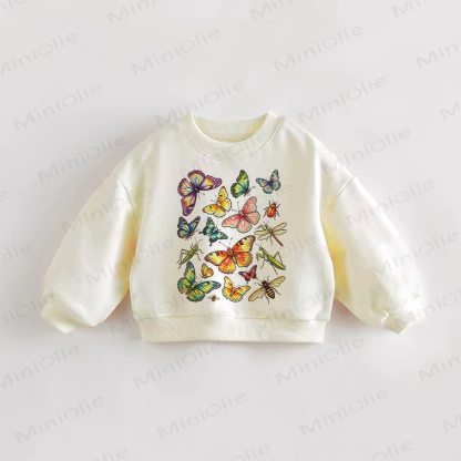 Felpa con farfalle per neonati e bambini piccoli - Crema - 3-5T - image 1
