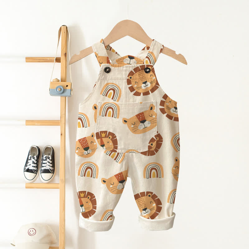 Tutina beige per neonato/a con stampa di leoni e arcobaleni - Beige - 3-5T - image 1