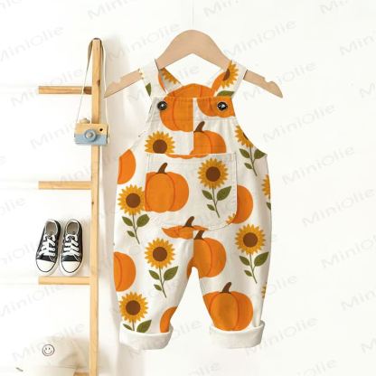 Tutina beige per neonati e bambini piccoli con stampa di zucche e girasoli - Beige - 3-5T - image 1