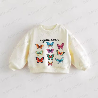 TU SEI Felpa color crema con slogan per neonati e bambini - Crema - 3-5T - image 1