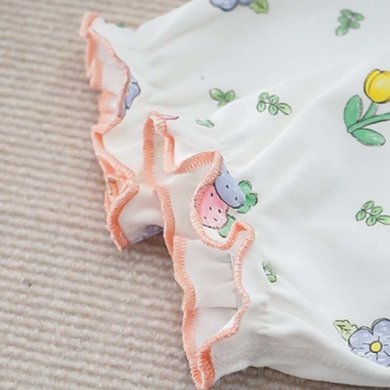 Set pigiama da bambina a due pezzi con stampa animalier/frutta. - image 9