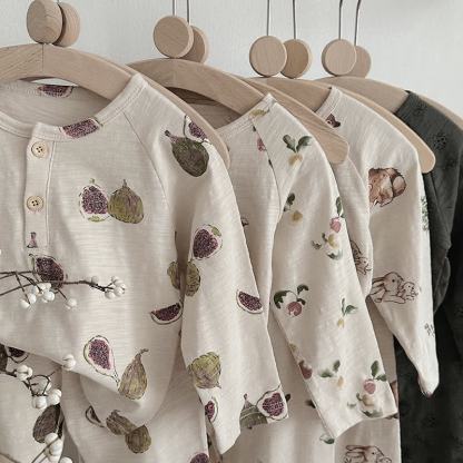 Completo pigiama per neonato/a, 2 pezzi, beige/grigio, comodo e accogliente. - image 7