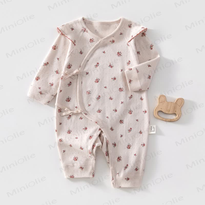 Tutina a maniche lunghe con stampa floreale vintage per neonati - Rosa - 3-6 mesi - image 1