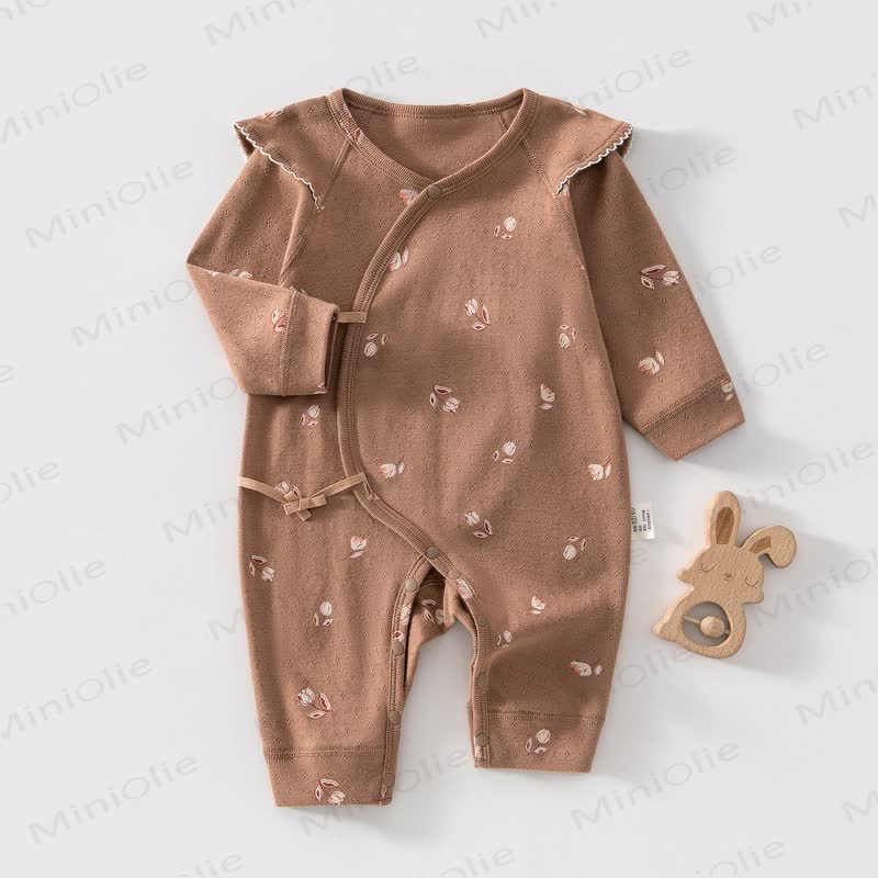 Tutina a maniche lunghe con stampa floreale vintage per neonati - Marrone - 3-6 mesi - image 2