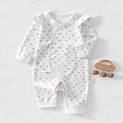 Tutina a maniche lunghe con stampa floreale vintage per neonati - Bianco - 3-6 mesi - image 3