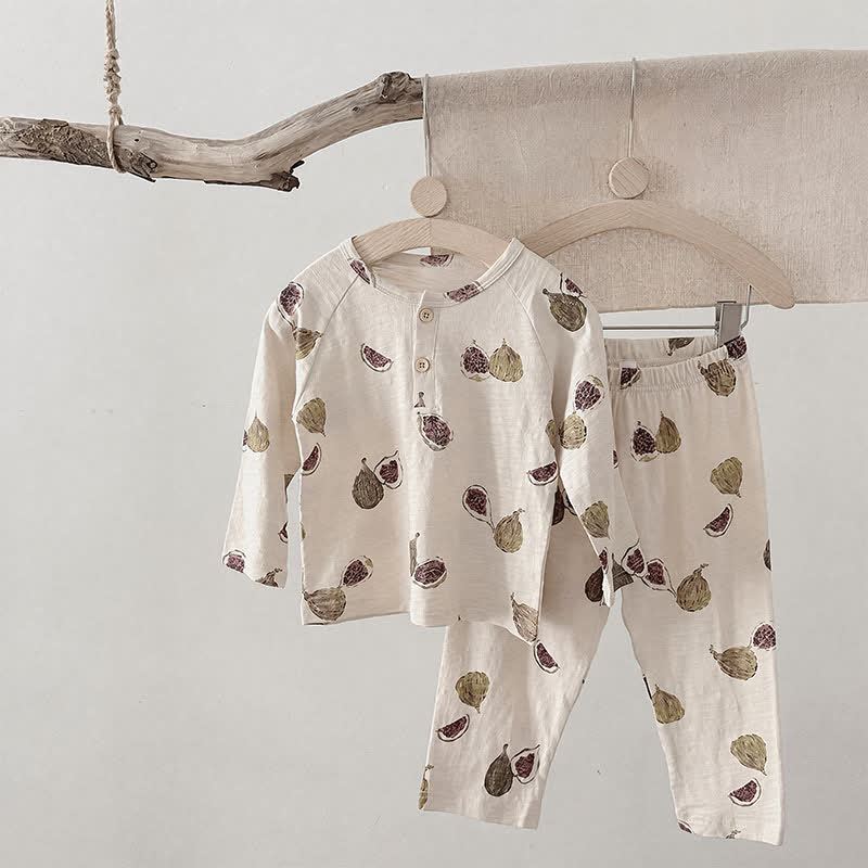 Completo pigiama per neonato/a, 2 pezzi, beige/grigio, comodo e accogliente. - Fico beige - 6-7T - image 3