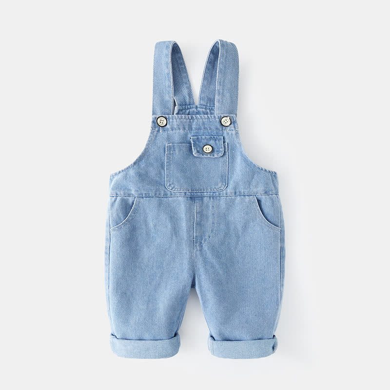 Salopette in denim blu con risvolto per neonati e bambini piccoli - Blu - 3-4 anni - image 1