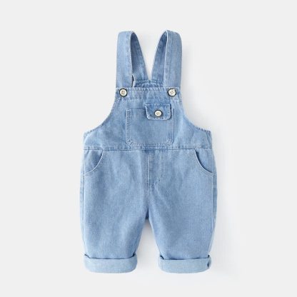 Salopette in denim blu con risvolto per neonati e bambini piccoli - Blu - 3-4 anni - image 1