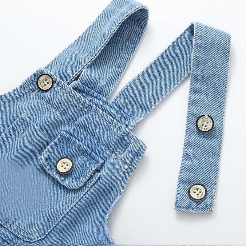 Salopette in denim blu con risvolto per neonati e bambini piccoli - image 4