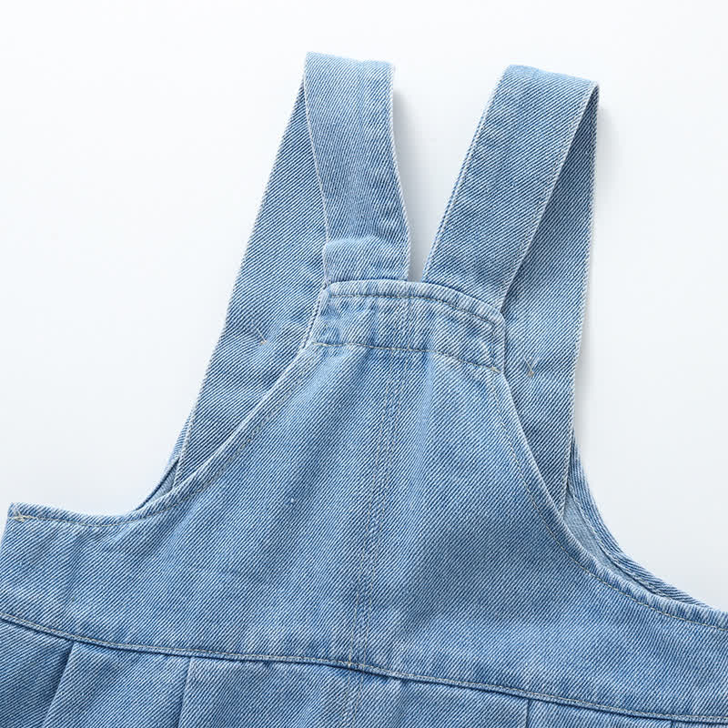 Salopette in denim blu con risvolto per neonati e bambini piccoli - image 5