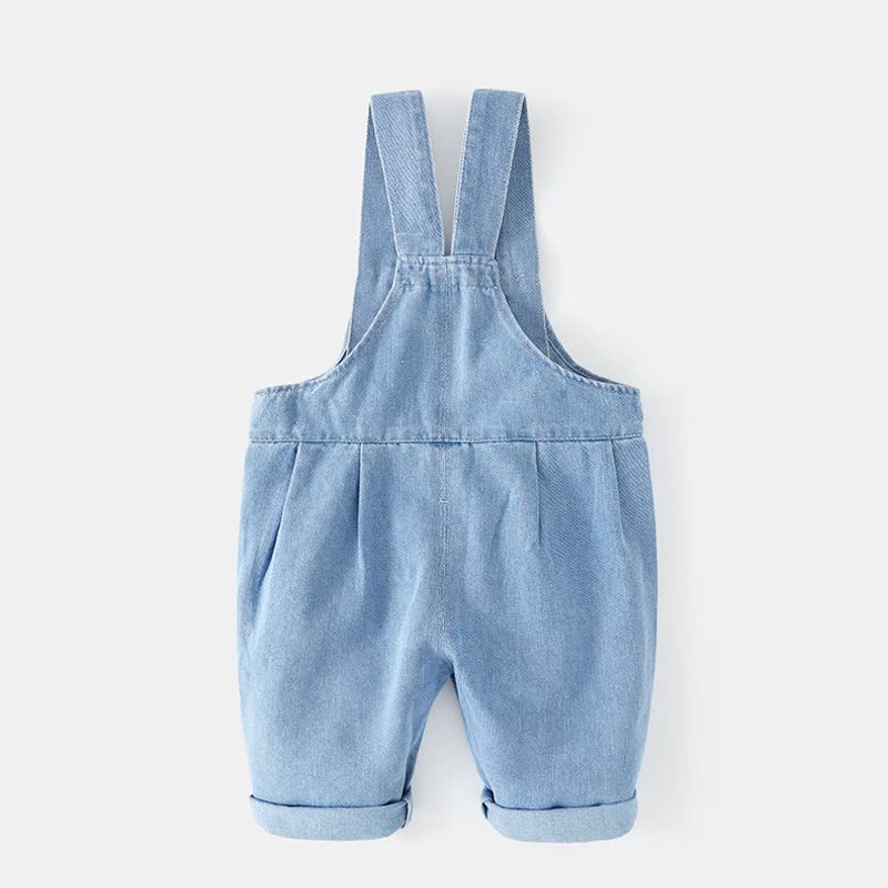 Salopette in denim blu con risvolto per neonati e bambini piccoli - image 2