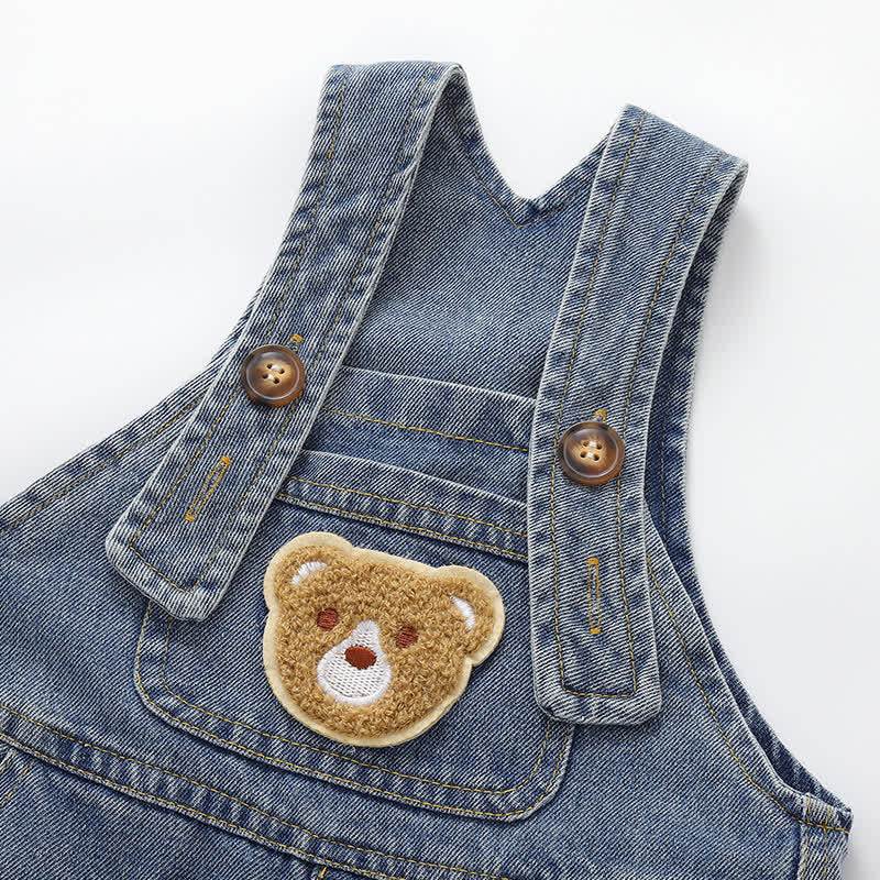 Salopette in denim con orlo arrotolato, blu baby bear, con tasche e tasca, per bambini piccoli - image 4