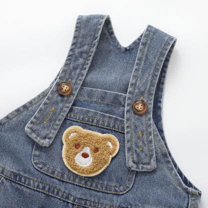 Salopette in denim con orlo arrotolato, blu baby bear, con tasche e tasca, per bambini piccoli - image 4