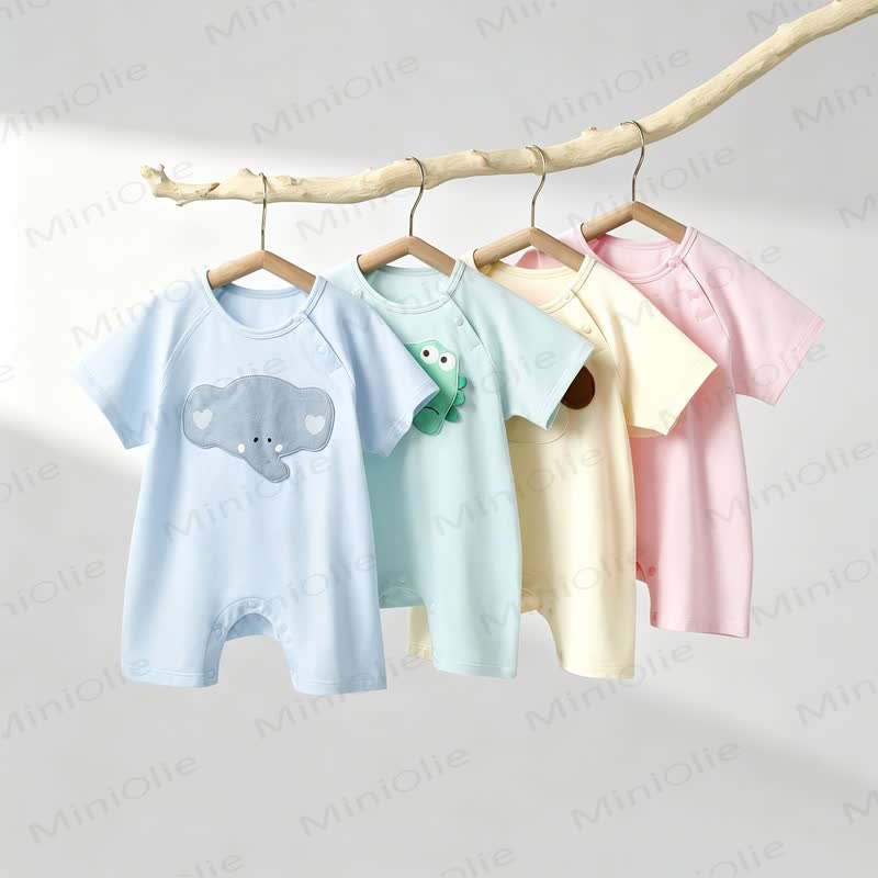 Tutina da neonato in cotone a maniche corte - image 1