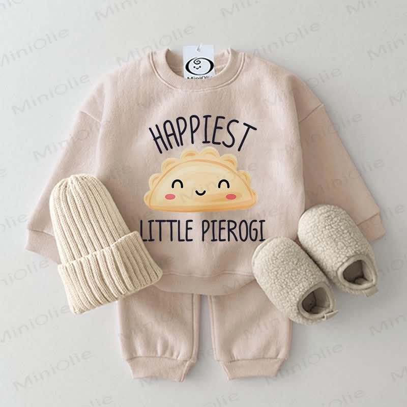 Completo da 2 pezzi con felpa beige per neonati "HAPPIEST LITTLE PIEROGI" - Beige - 2-3T - image 1