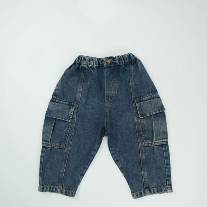 Pantaloni versatili ampi per neonati e bambini piccoli - Tasca in denim blu - 6-7T - image 28