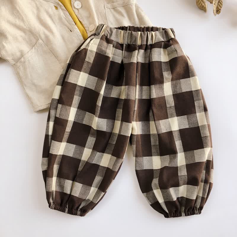 Pantaloni versatili ampi per neonati e bambini piccoli - Quadri color castagna - 6-7T - image 34