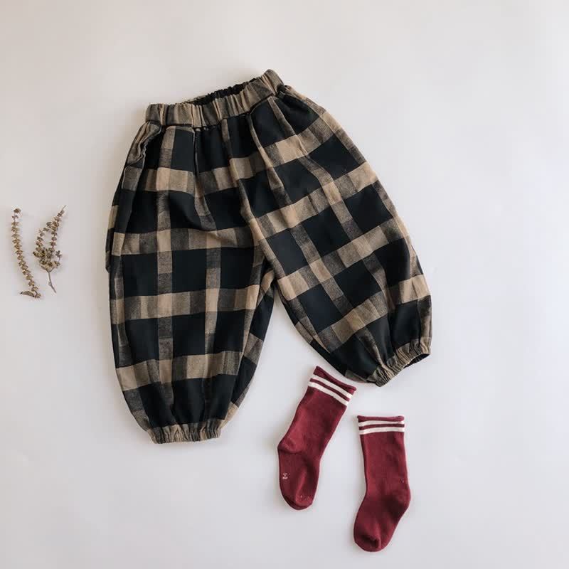 Pantaloni versatili ampi per neonati e bambini piccoli - Quadri neri - 6-7T - image 35