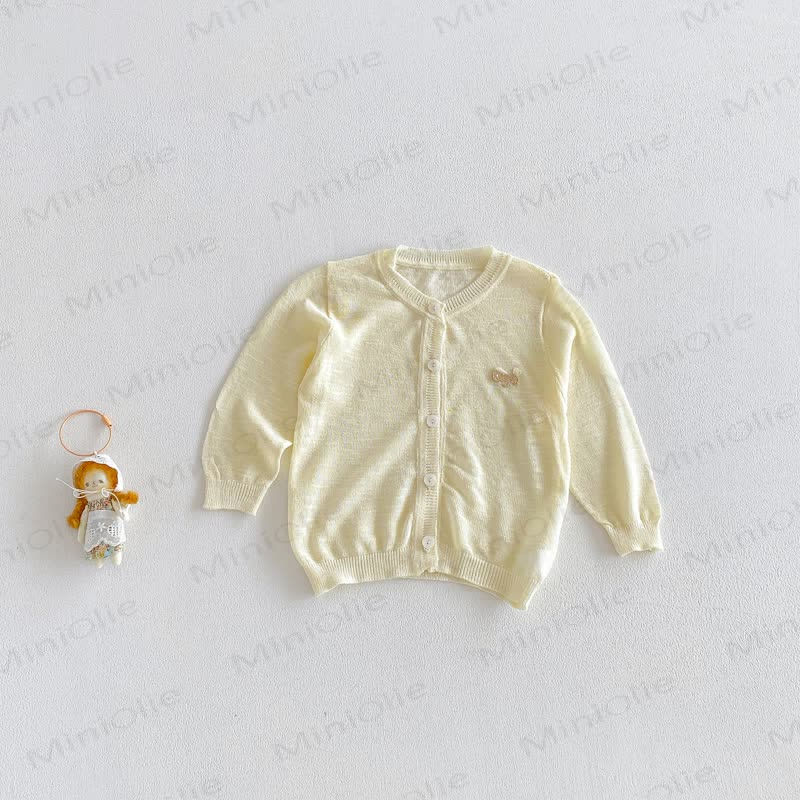 Cardigan leggero in maglia color pastello con bottoni frontali - Giallo - 2-3T - image 7