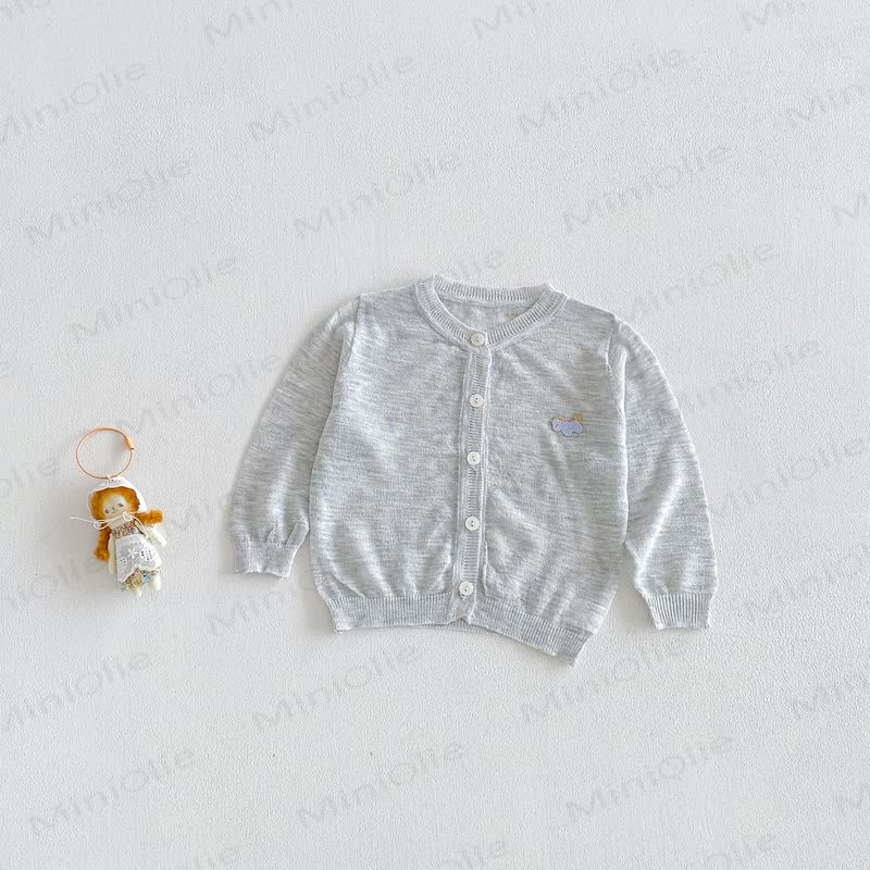 Cardigan leggero in maglia color pastello con bottoni frontali - Grigio - 2-3T - image 8