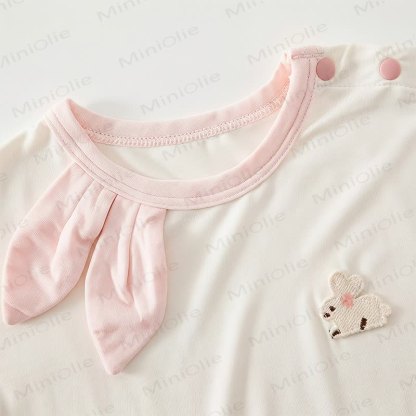 Tutina a maniche corte rosa con orecchie da coniglietto - image 4