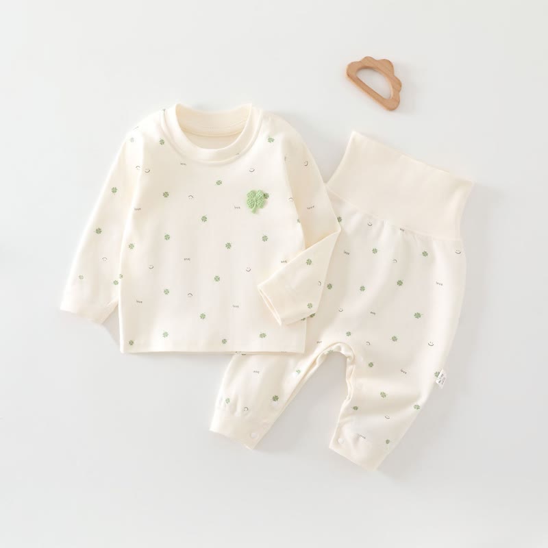 Set pigiama per neonati e bambini piccoli composto da maglietta a maniche lunghe e pantaloni, due pezzi. - Trifoglio verde - 2-3T - image 5