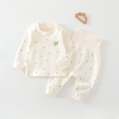 Set pigiama per neonati e bambini piccoli composto da maglietta a maniche lunghe e pantaloni, due pezzi. - Trifoglio verde - 2-3T - image 5