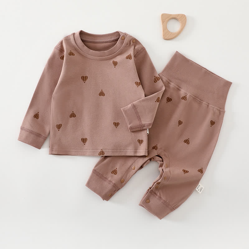 Set pigiama per neonati e bambini piccoli composto da maglietta a maniche lunghe e pantaloni, due pezzi. - Palloncino marrone - 2-3T - image 10